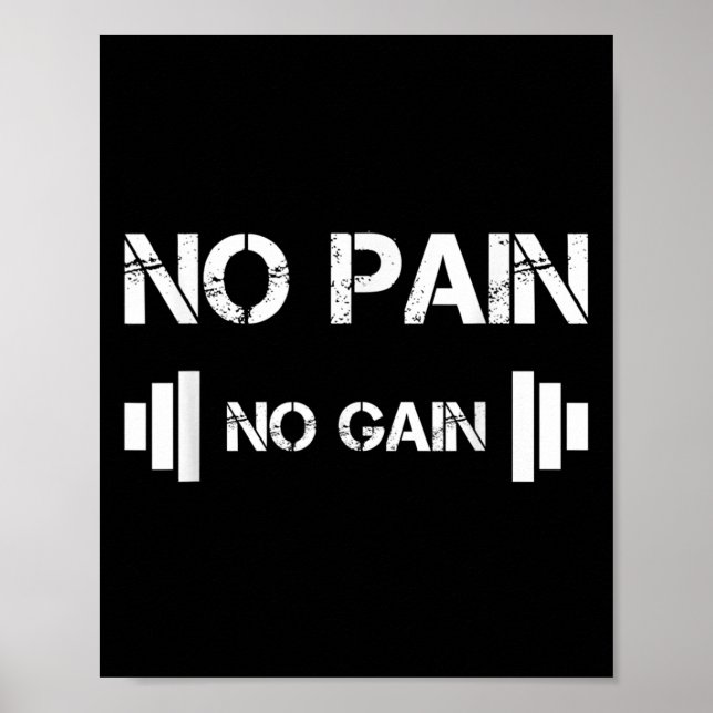 No Pain No Gain Workout Motivation  Poster (Front)