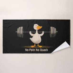 No Pain No Quack – Funny Gym Duck Art Bath Towel