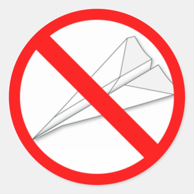 No Paper Aeroplanes Classic Round Sticker (Front)