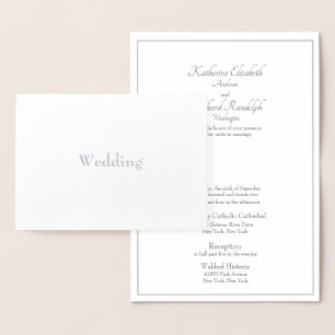 No Parents Formal Silver Foil Wedding Card