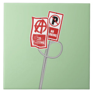 No parking anarchy sign ceramic tile