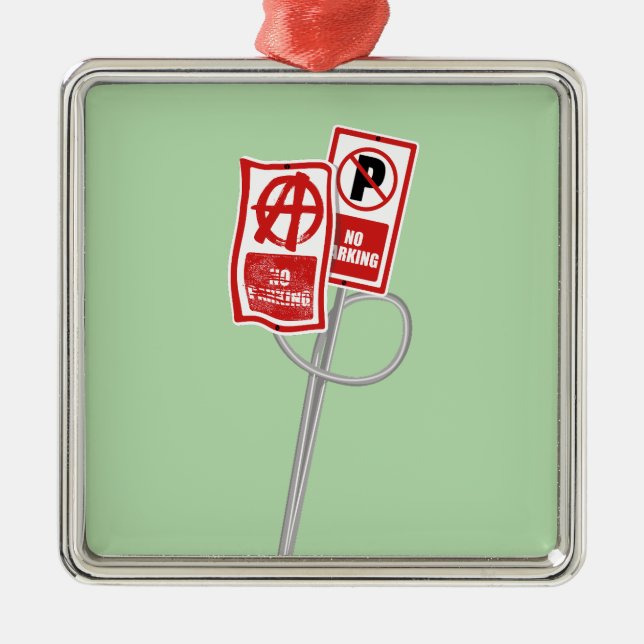 No parking anarchy sign metal ornament (Front)
