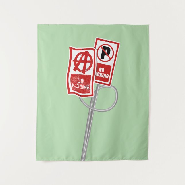 No parking anarchy sign tapestry (Front)