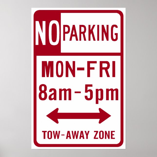 No Parking M-F 8-5 Road Sign (Front)