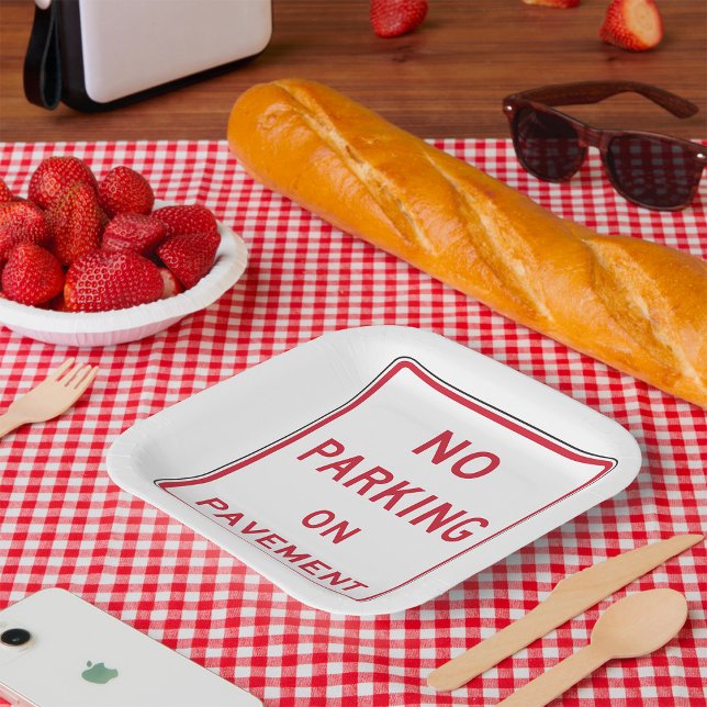 No Parking on Pavement Traffic Warning Sign  Paper Plate (Creator Uploaded)