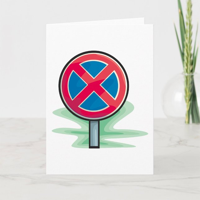 No Parking Road Sign Red Blue Traffic Symbol Card (Creator Uploaded)