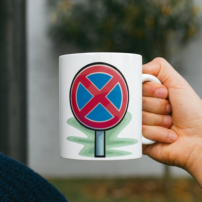 No Parking Road Sign Red Blue Traffic Symbol Coffee Mug (Creator Uploaded)