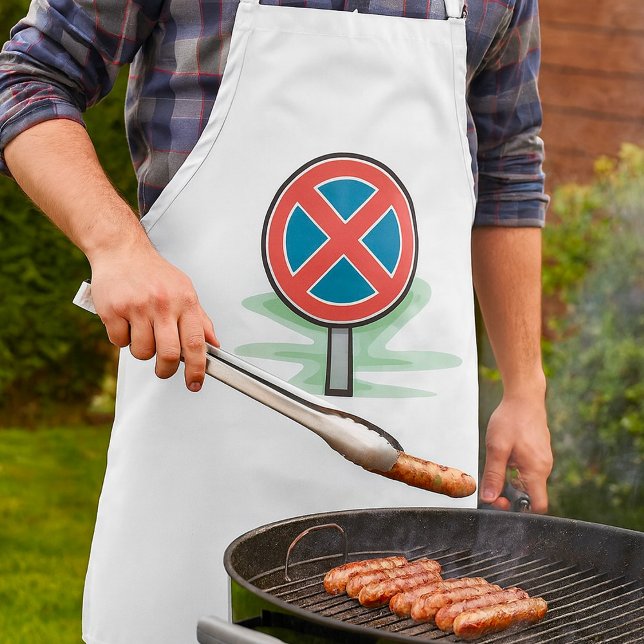 No Parking Road Sign Red Blue Traffic Symbol Standard Apron (Creator Uploaded)