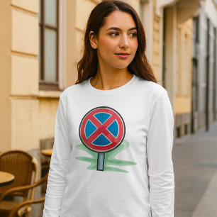 No Parking Road Sign Red Blue Traffic Symbol T-Shirt