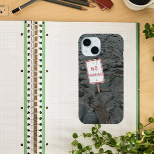 No Parking Sign Buried in Cooled Lava iPhone 15 Case