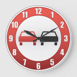 No passing sign large clock