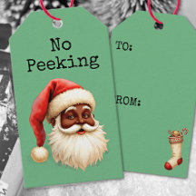No Peeking African American Retro Santa Claus