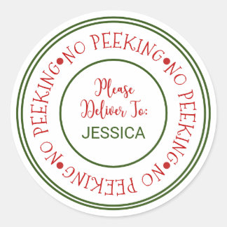 No Peeking Christmas Gift Classic Round Sticker