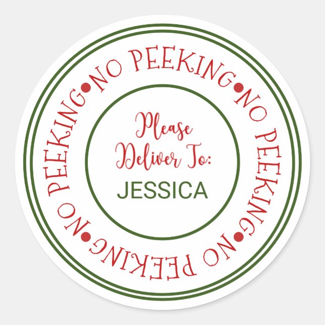 No Peeking Christmas Gift Classic Round Sticker (Front)