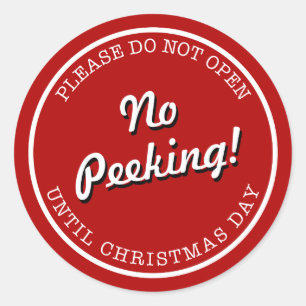 No Peeking Christmas Wrapping Sticker