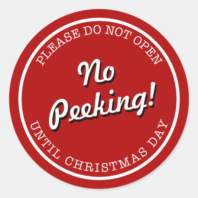 No Peeking Christmas Wrapping Sticker (Front)