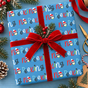No Peeking Cute Whimsical Kids Christmas Wrapping Paper