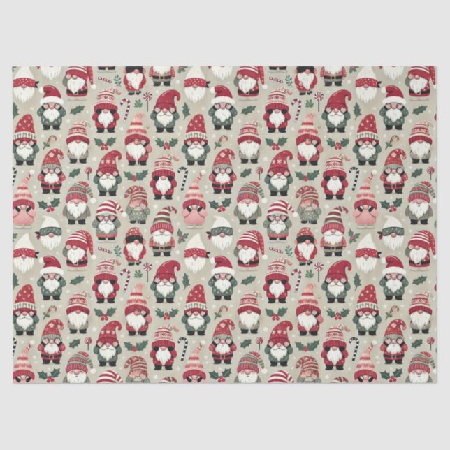 No Peeking Gnomes Christmas Holiday Coordinated Tissue Paper (Front)