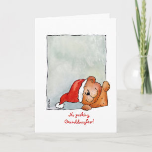 No Peeking Granddaughter - Christmas Watercolor Holiday Card