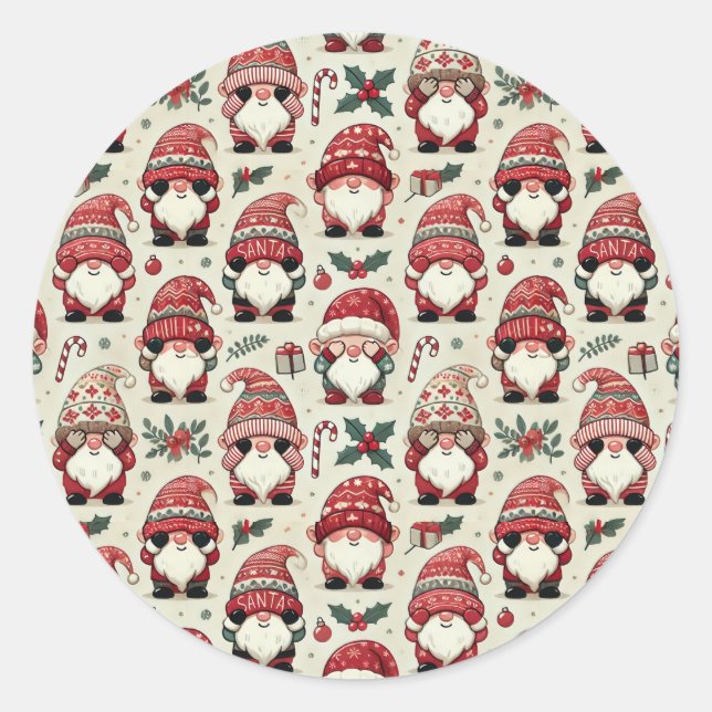 No Peeking Illustrated Gnome Christmas Stickers (Front)