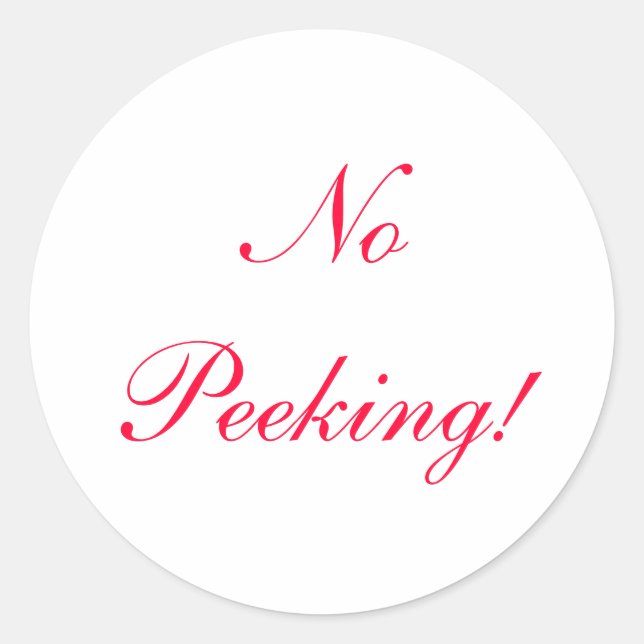 NO PEEKING!   labels- stickers (Front)