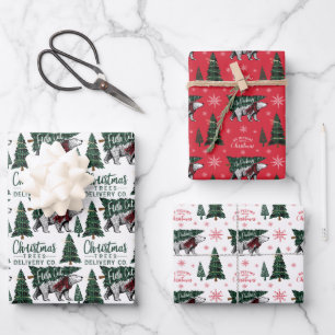 No Peeking Polar Bear Christmas Trees Delivery Wrapping Paper Sheet