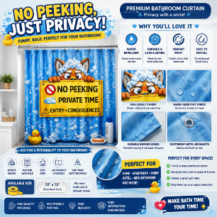 No Peeking – Private Shower Time Funny Bathroom Curtain