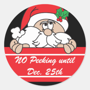 No Peeking Santa Classic Round Sticker