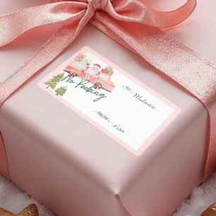 No Peeking Santa's Comin' To Town Pink Van Label