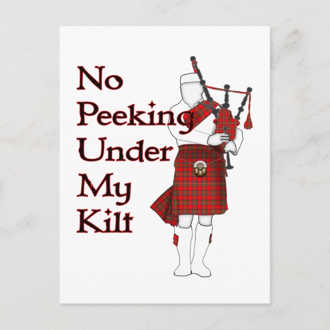 No Peeking Under My Kilt Funny Bagpipe Player Postcard (Front)