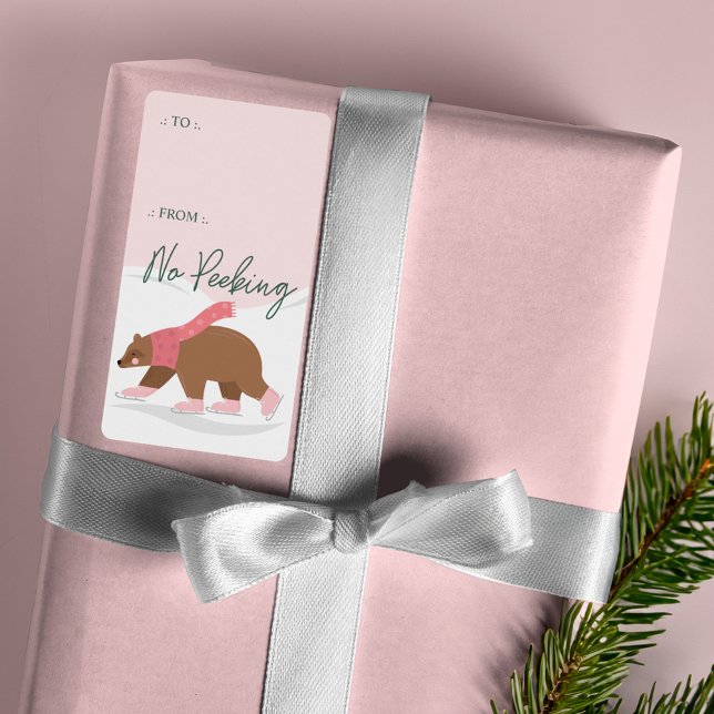 No Peeking Woodland Bear Ice Skating To From (No Peeking Woodland Bear Ice Skating To From Label)