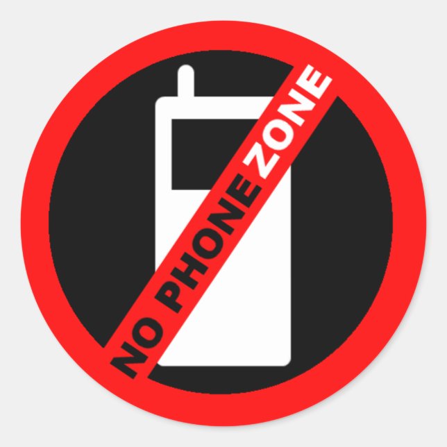 "No Phone Zone" Classic Round Sticker (Front)