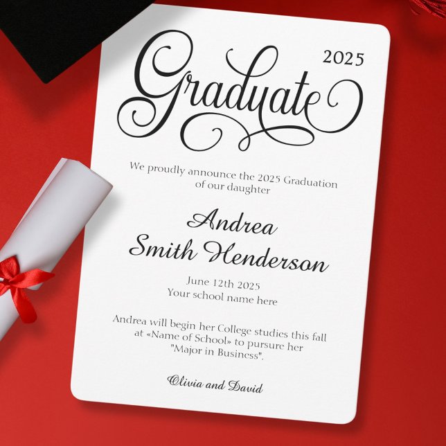 No Photo Elegant Typography Graduation Announcement (Creator Uploaded)