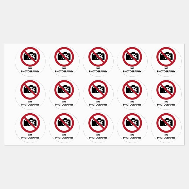 No Photography, Prohibition Sign (Sheet)