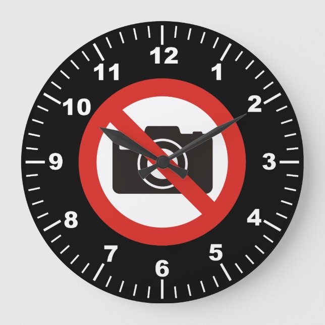 No Photos Allowed Large Clock (Front)
