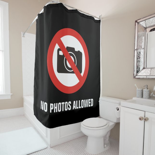 No Photos Allowed Shower Curtain (In Situ)