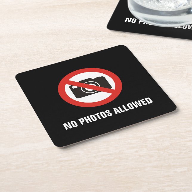 No Photos Allowed Square Paper Coaster (Angled)