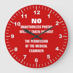 No Photos Autopsy Room Sign Large Clock