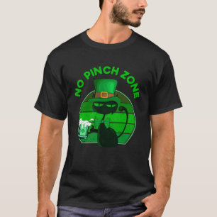 NO PINCH ZONE St. Patrick's Day Cat with Green Bee T-Shirt