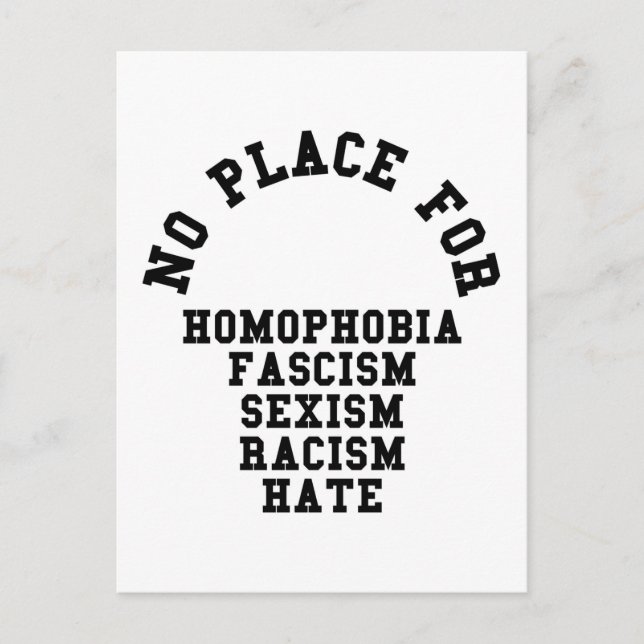 No Place For Homophobia Quote Postcard (Front)