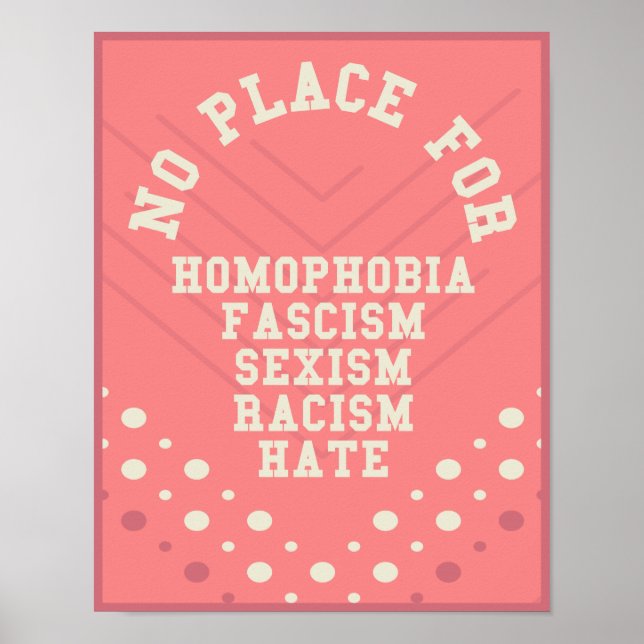 No Place For Homophobia Quote Poster (Front)
