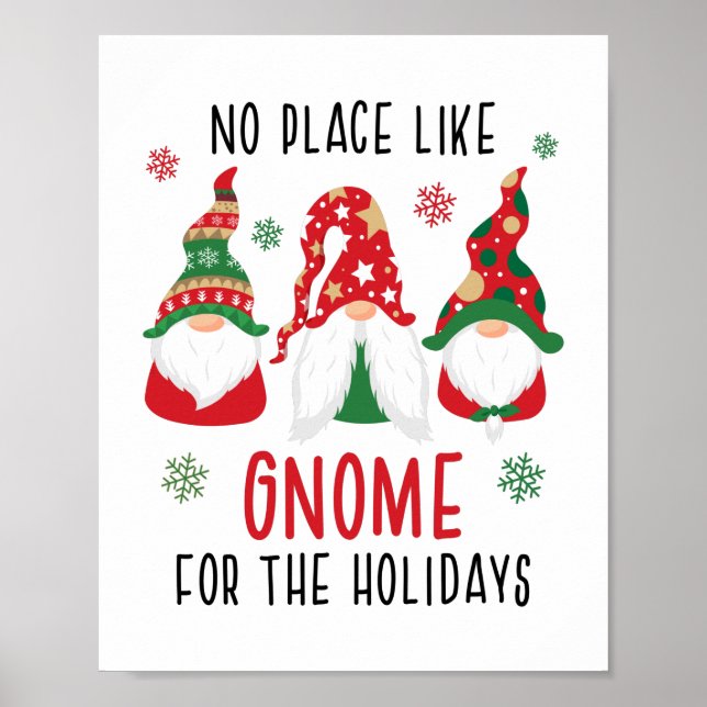 No Place Like Gnome For The Holidays Christmas Poster (Front)