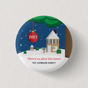 No Place Like Home Customisable Winter Scene Butto 3 Cm Round Badge