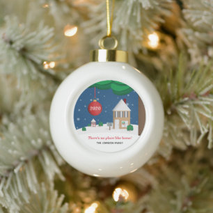No Place Like Home Customisable Winter Scene Ceramic Ball Christmas Ornament