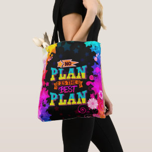 No plan is the best plan colourful stars tote bag