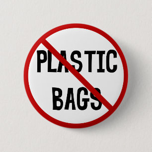 No Plastic Bags Button