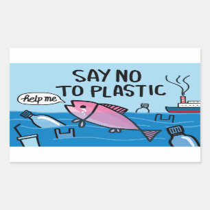 No Plastic Rectangular Sticker