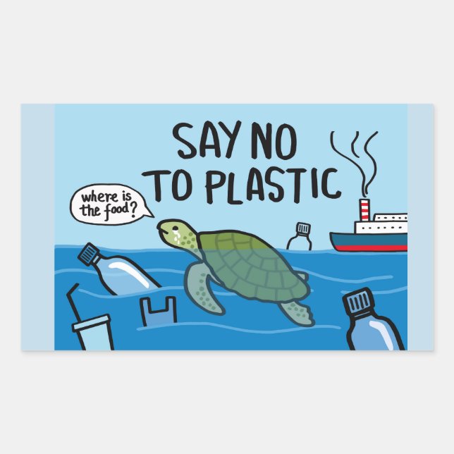 No Plastic Rectangular Sticker (Front)
