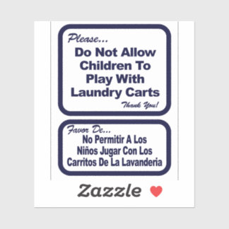 'No Play Laundry Carts' Laundromat Blue Sticker