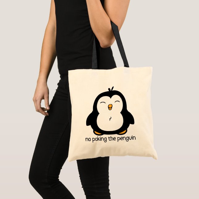 No Poking The Penguin Drawing Tote Bag (Front (Product))